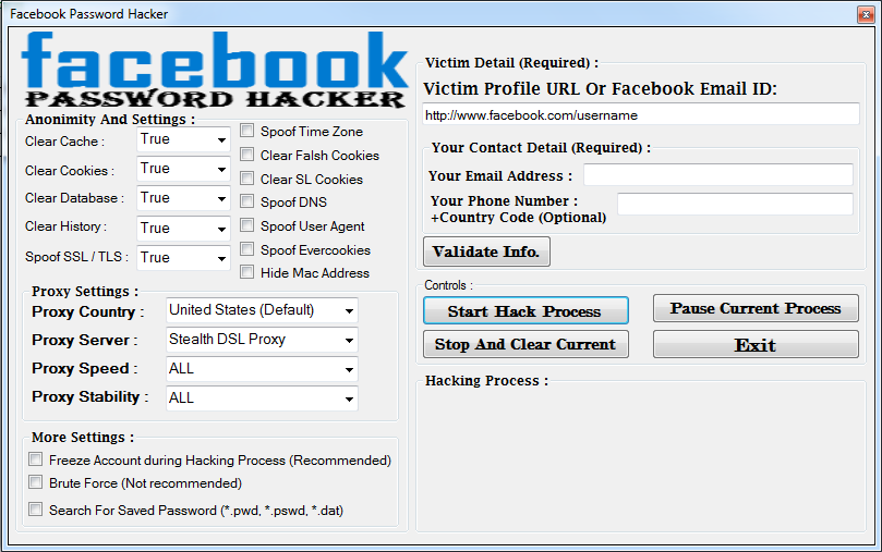 Free facebook hacker for password